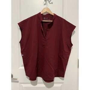 FIGS Women's Rafaela Oversized Scrub Top in Burgundy Size 2XL Nurse Doctor Vet